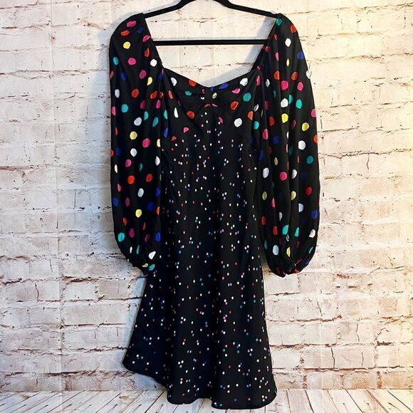 Rixo polka dot smocked party dress puff sleeve - Picture 2 of 6